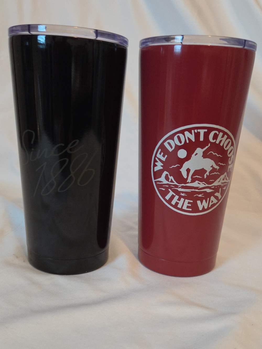 Insulated Red Travel Tumbler with White Mountain Logo